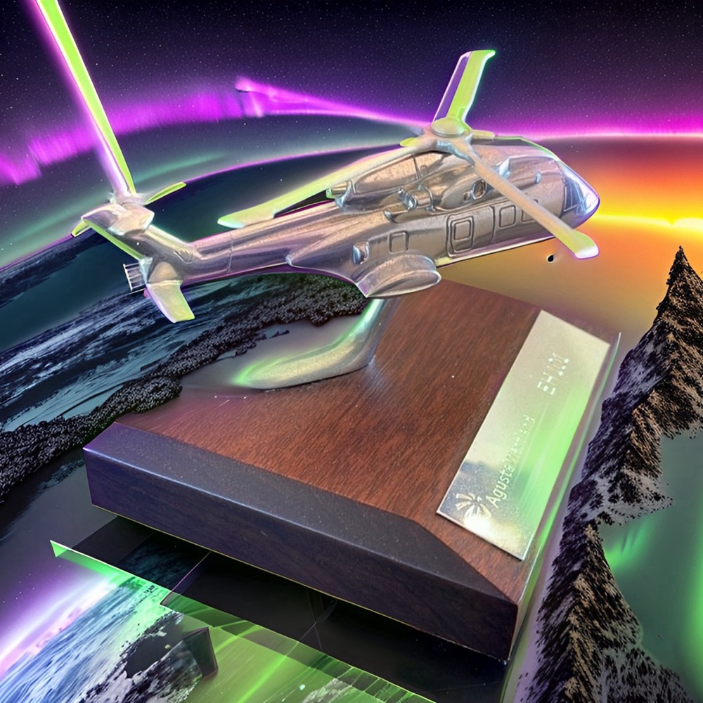Beautiful precision pewter model of the EH101 (aka Merlin) helicopter